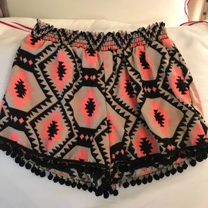 Honey Punch Patterned Pom-Pom Shorts